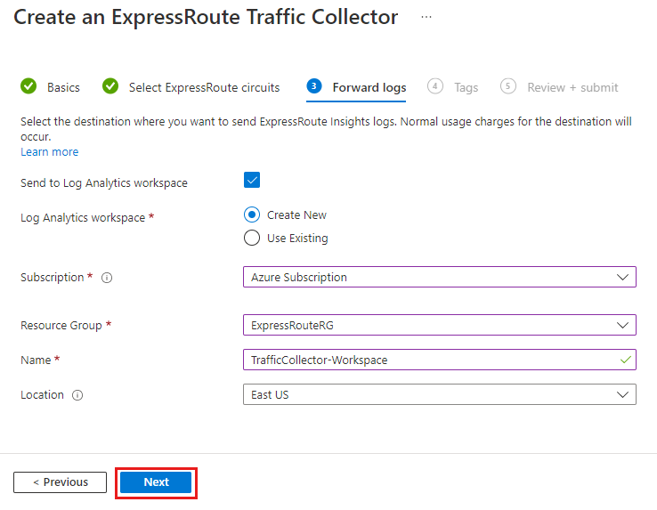 Configure Expressroute Traffic Collector For Expressroute Direct Using