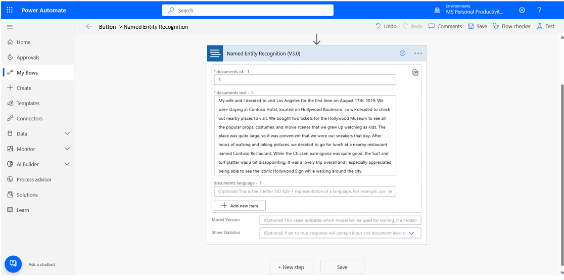 要添加到连接器的数据的屏幕截图。