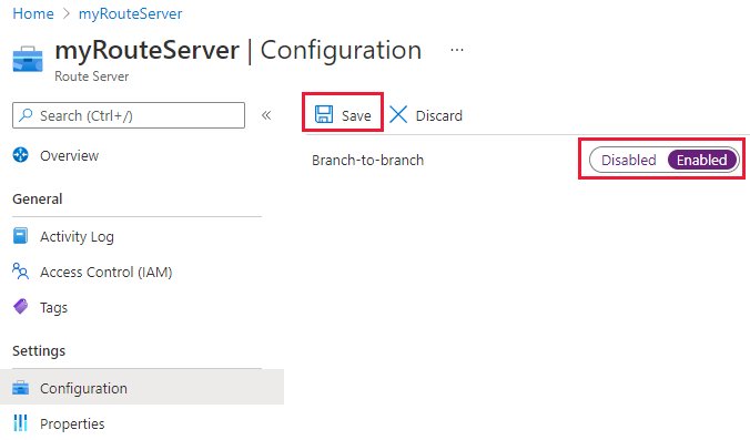 Screenshot of how to enable route exchange.