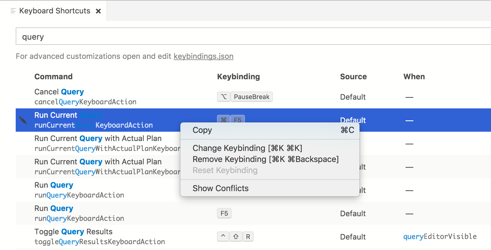 Keyboard shortcuts