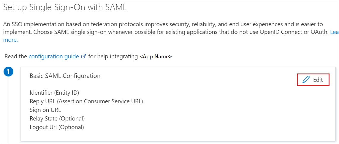 Basic Configuration Screenshot shows to edit Basic SAML Configuration.