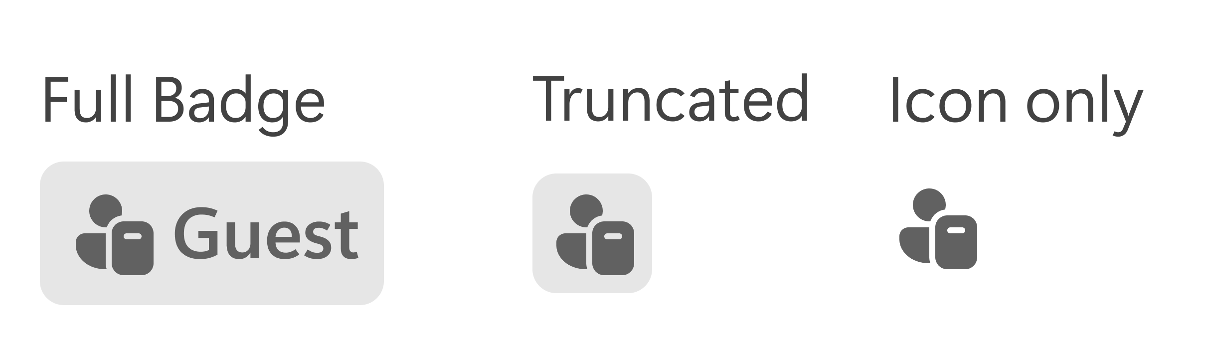 A screenshot which shows the different forms of the Guest badge.