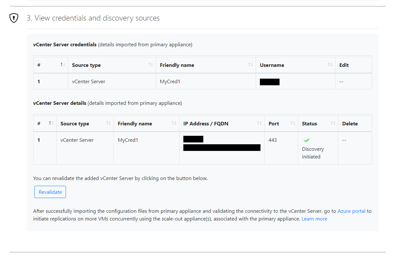 Credentials view. VCENTER Credentials what is it.