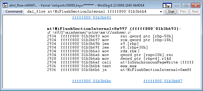 命令浏览器窗口中 .dml-flow 输出的屏幕截图。