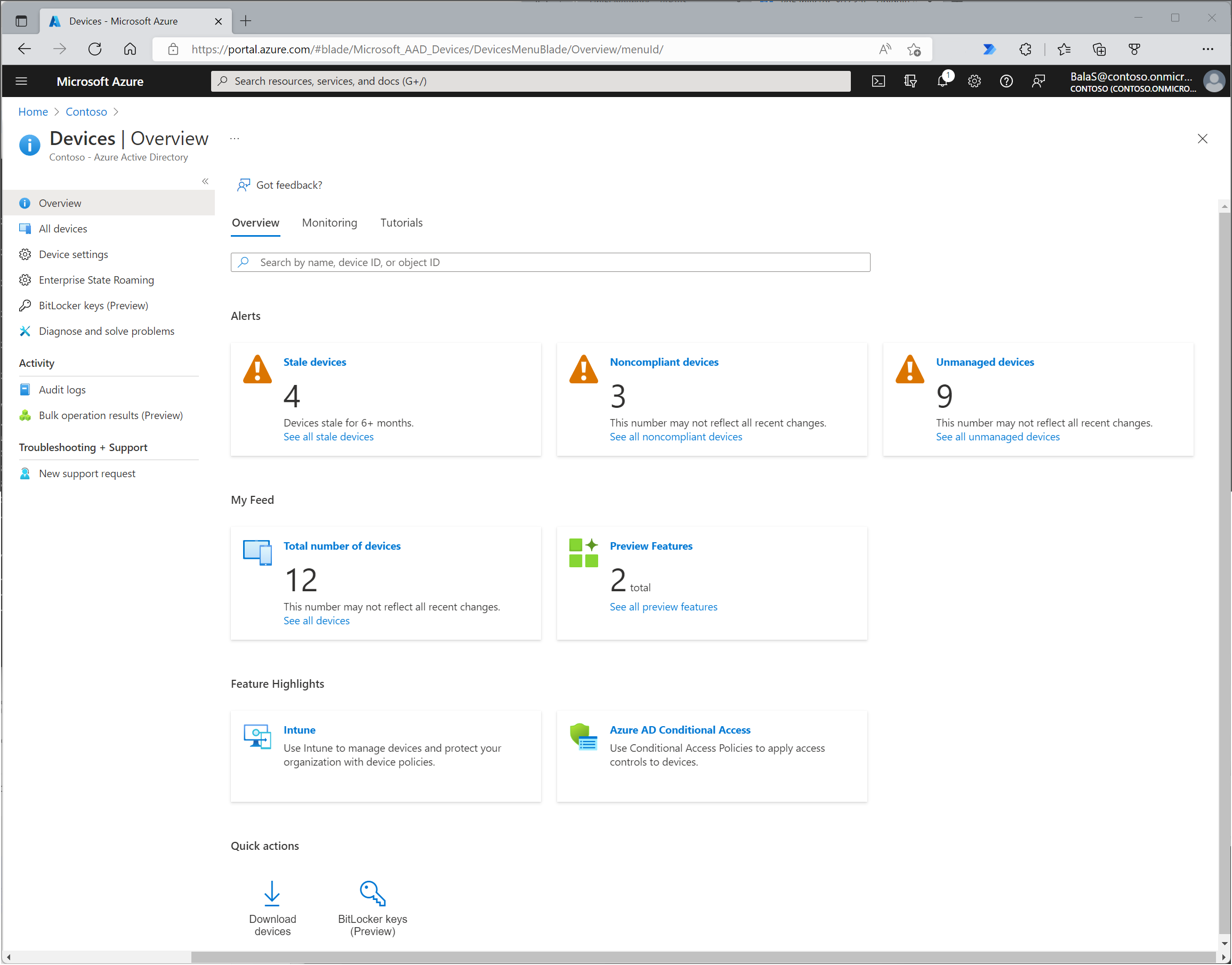 إدارة الأجهزة في Azure AD باستخدام مدخل Azure Microsoft Entra Microsoft Learn