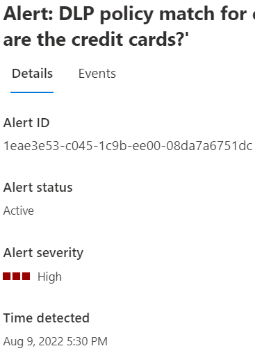 Image showing details of a DLP alert