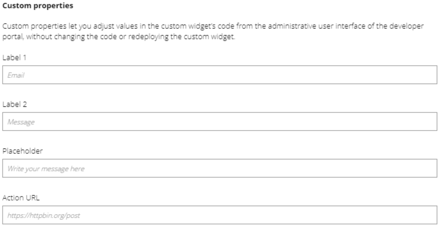 لقطة شاشة لصفحة الخصائص المخصصة في بوابة المطور.