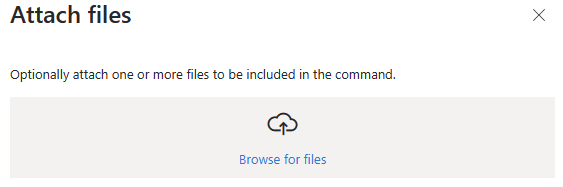 لقطة شاشة لإرفاق الملفات بأمر تشغيل مدخل Microsoft Azure.