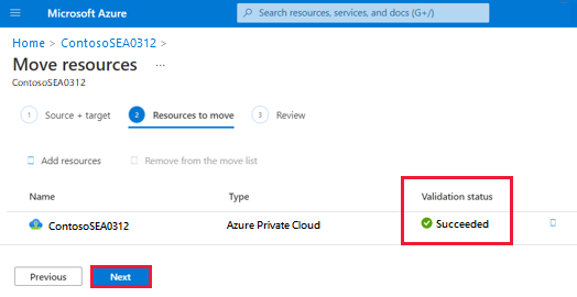Screenshot shows the validation status of Succeeded.