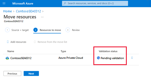 Screenshot shows the resource being moved.