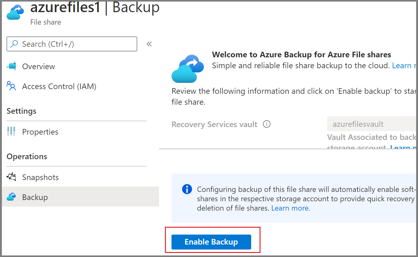 حدد «Enable backup»