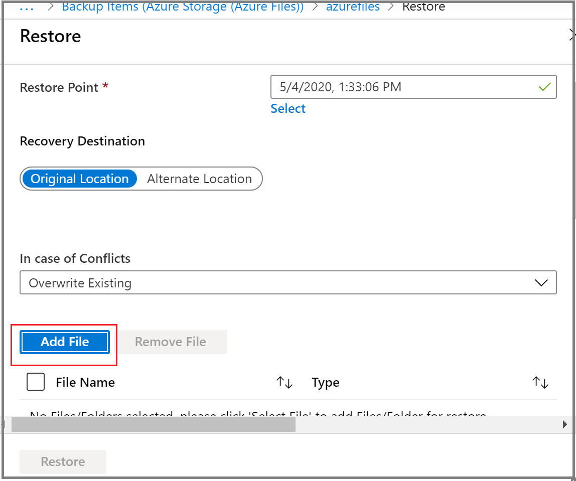 لقطة شاشة توضح كيفية اختيار إضافة ملف.