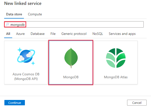 حدد موصل MongoDB.