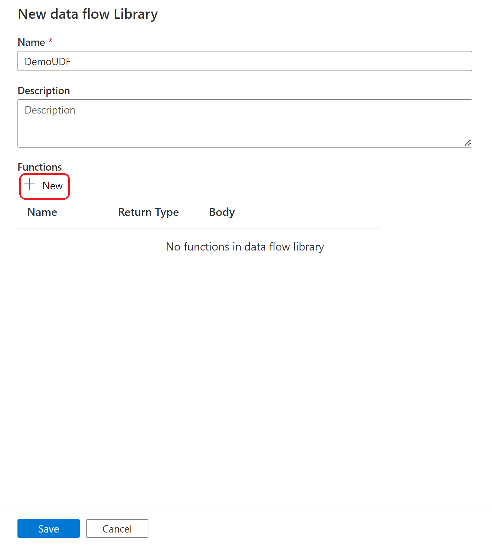 لقطة شاشة تعرض زر الوظيفة الجديدة U D F.