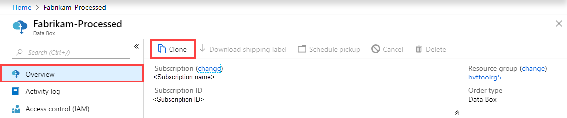 أمر Clone في علامة التبويب 