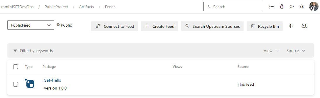 A screenshot displaying a package in a public feed.