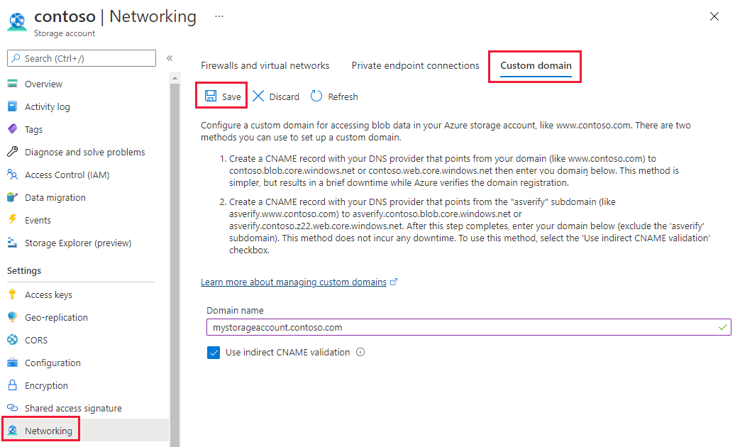 لقطة شاشة لصفحة إضافة مجال مخصص لحساب التخزين.