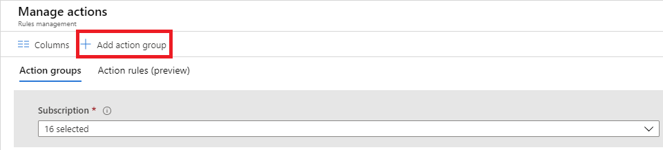 لقطة شاشة تبرز الزر لإضافة مجموعة إجراءات.