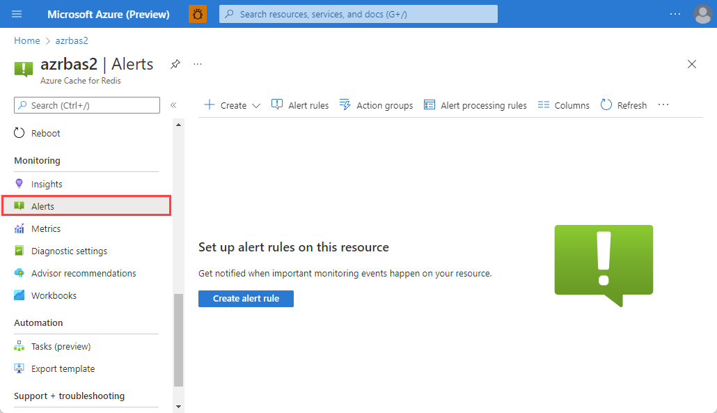 لقطة شاشة توضح كيفية إنشاء تنبيه.
