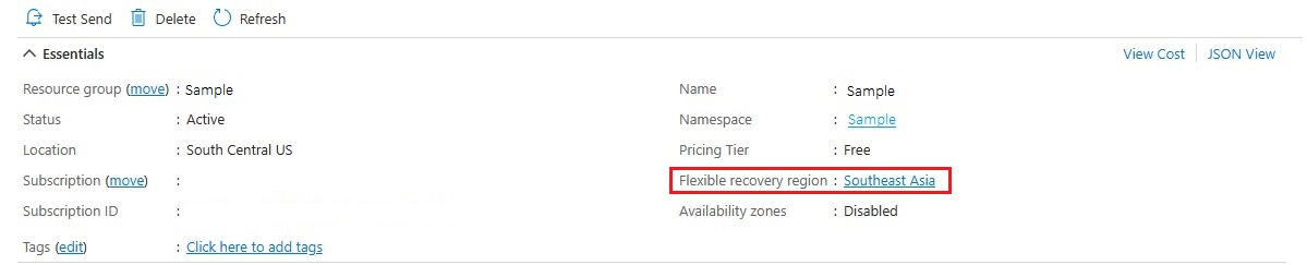 لقطة شاشة تعرض أساسيات بيانات تعريف مراكز الإعلامات.