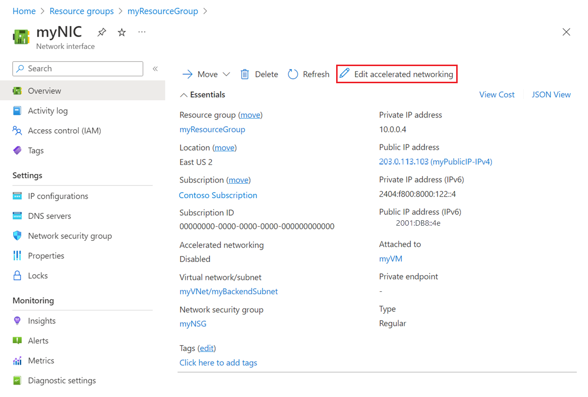 لقطة شاشة لنظرة عامة على واجهة الشبكة.
