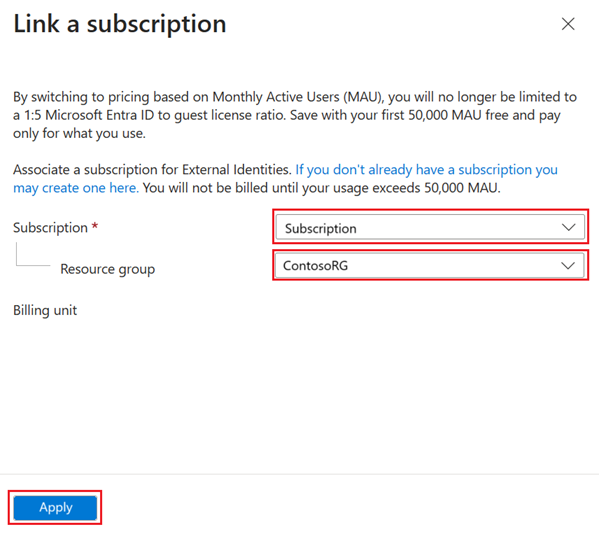 Screenshot of boxes for selecting a subscription and a resource group.