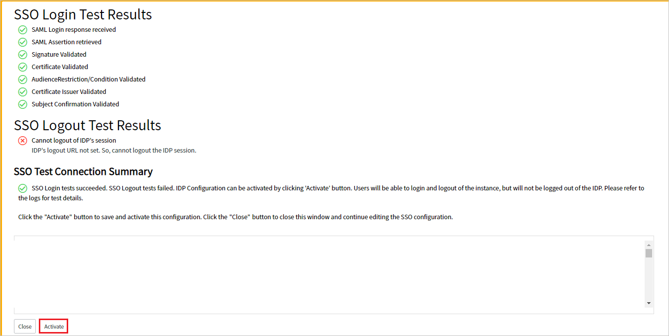 Configure single sign-on Screenshot of credentials page