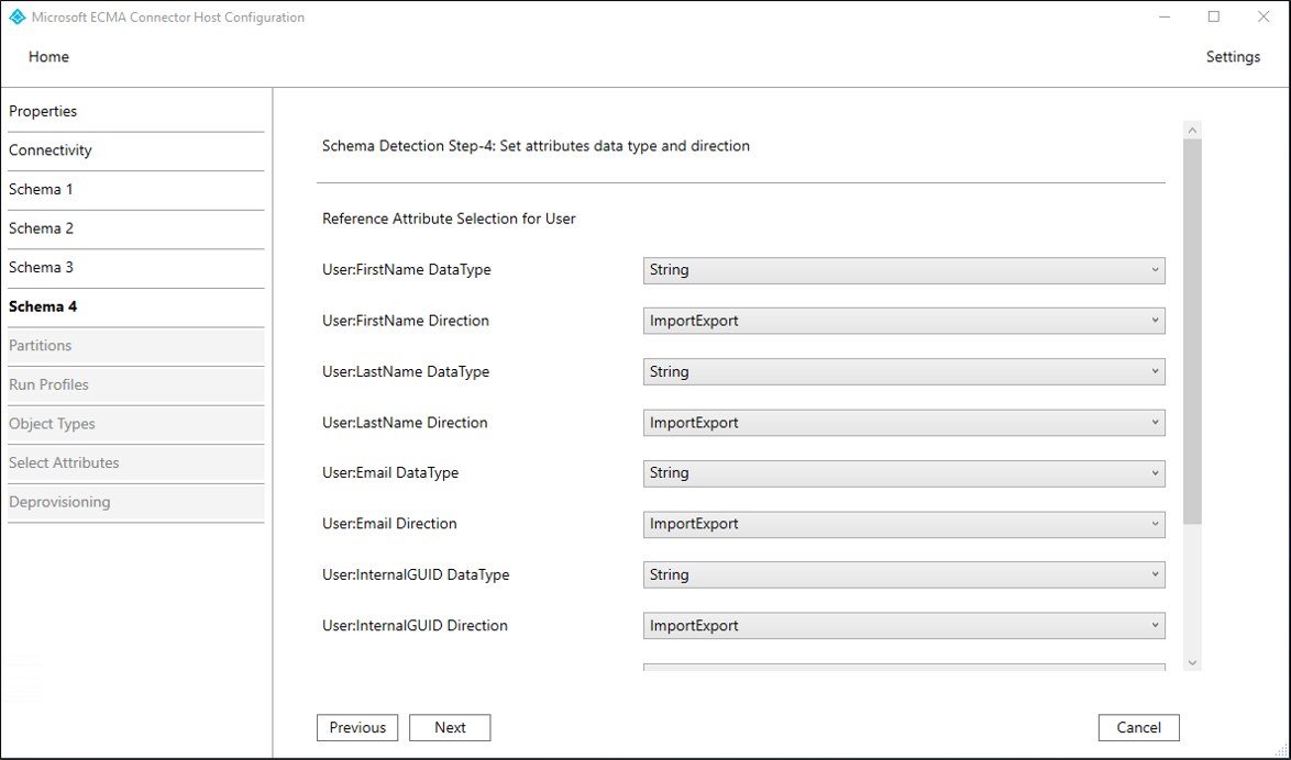 Screenshot that shows the Schema 4 page.