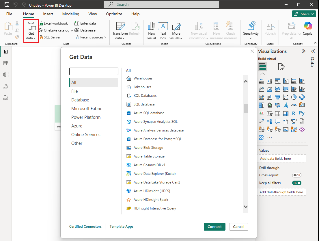 Screenshot of the list of all data sources.