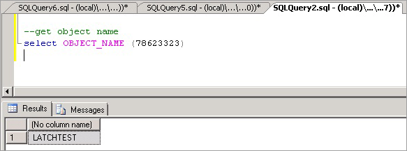 Screenshot of object name.