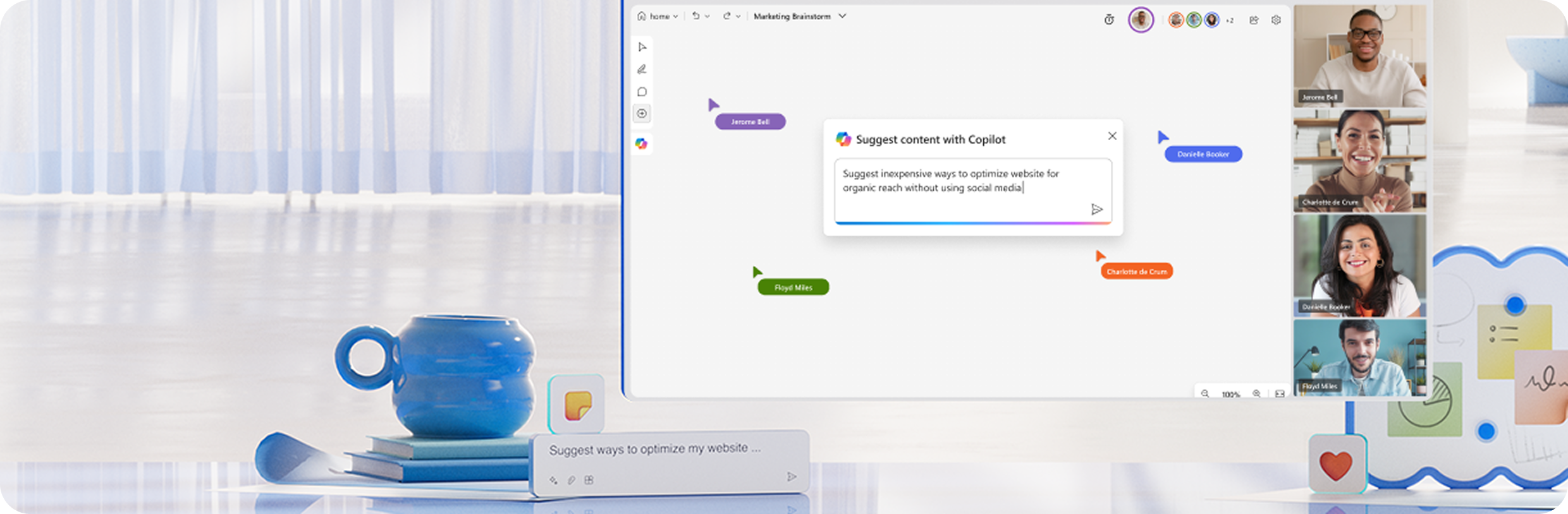 Banner تصور مجموعة من المستخدمين الذين يعملون معا ضمن تجربة Microsoft 365 Copilot.
