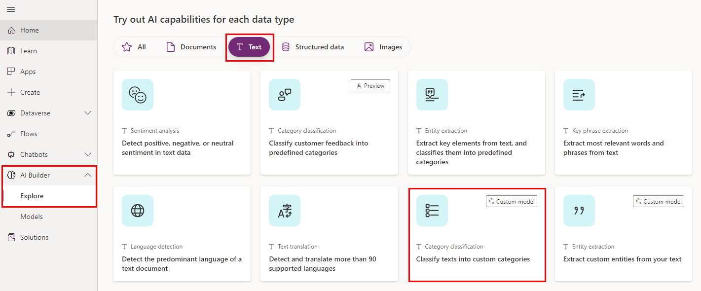 لقطة شاشة للإطار المتجانب لتصنيف الفئات.