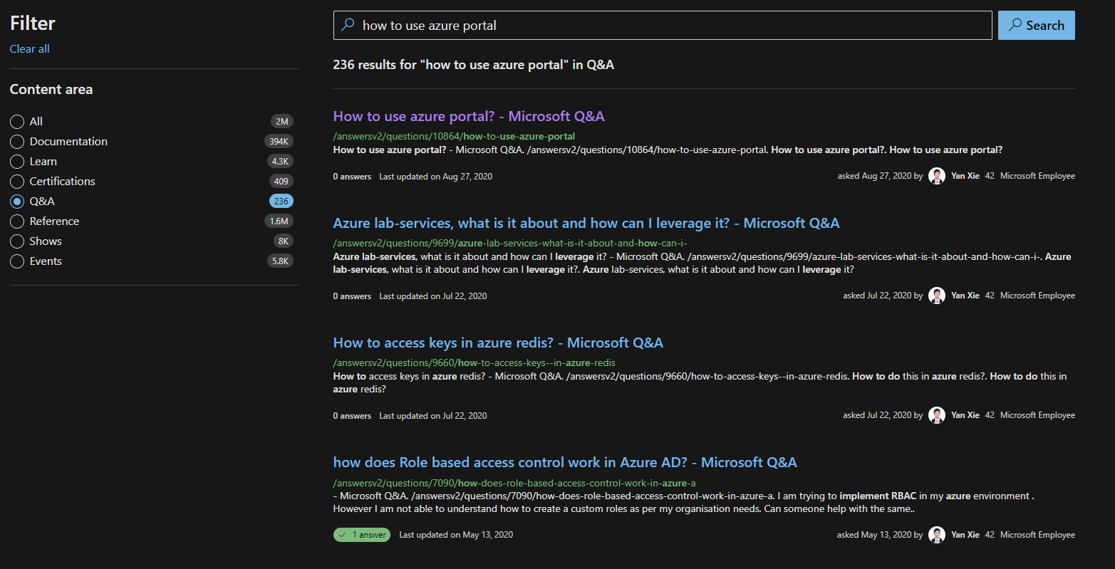 لقطة شاشة لبطاقة نتائج البحث.