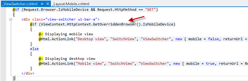 ViewSwitcher partial view ViewSwitcher partial view