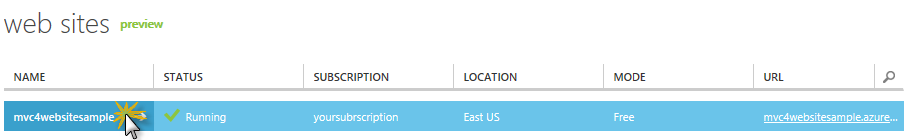 Opening the web site management pages Opening the web site management pages