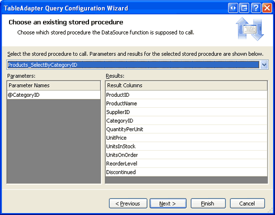 Pick the Products_SelectByCategoryID Stored Procedure