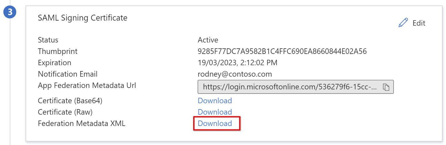 لقطة شاشة لخيار تنزيل بيانات تعريف الاتحاد XML.