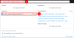 لقطة شاشة تعرض كيفية تحديد موقع خدمة التطبيقات باستخدام شريط أدوات البحث أعلى مدخل Microsoft Azure.