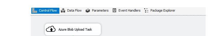 Screenshot that shows Azure Blob Upload Task button.