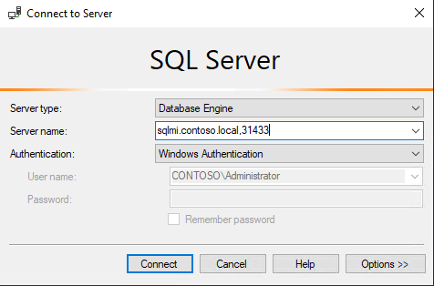 الاتصال بنظام SSMS