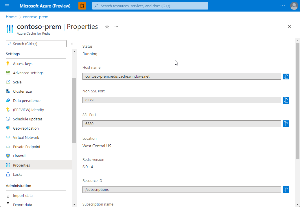 خصائص Azure Cache for Redis