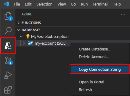 احصل على سلسلة اتصال Azure Cosmos DB