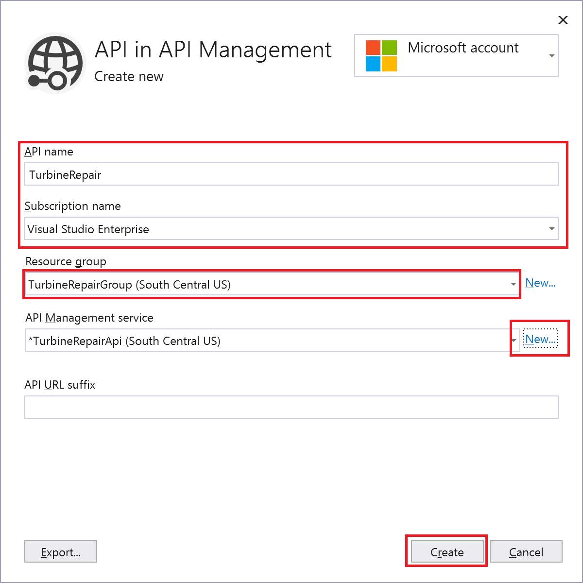 إنشاء مثيل API Management باستخدام واجهة برمجة التطبيقات