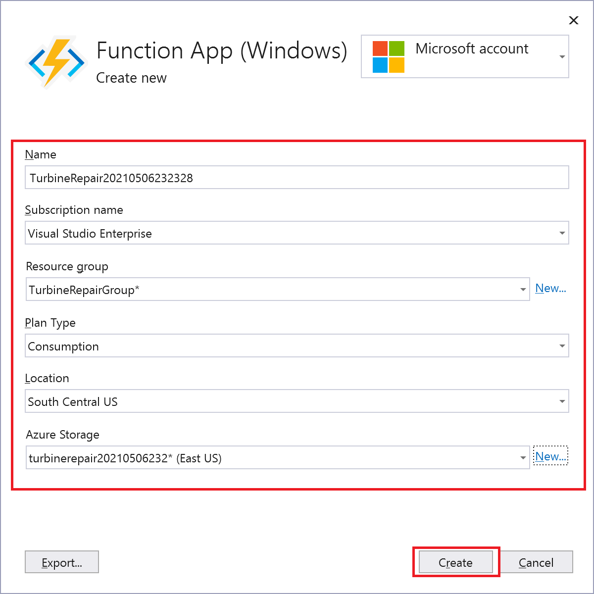 إنشاء تطبيق دالة جديد في Azure باستخدام Storage