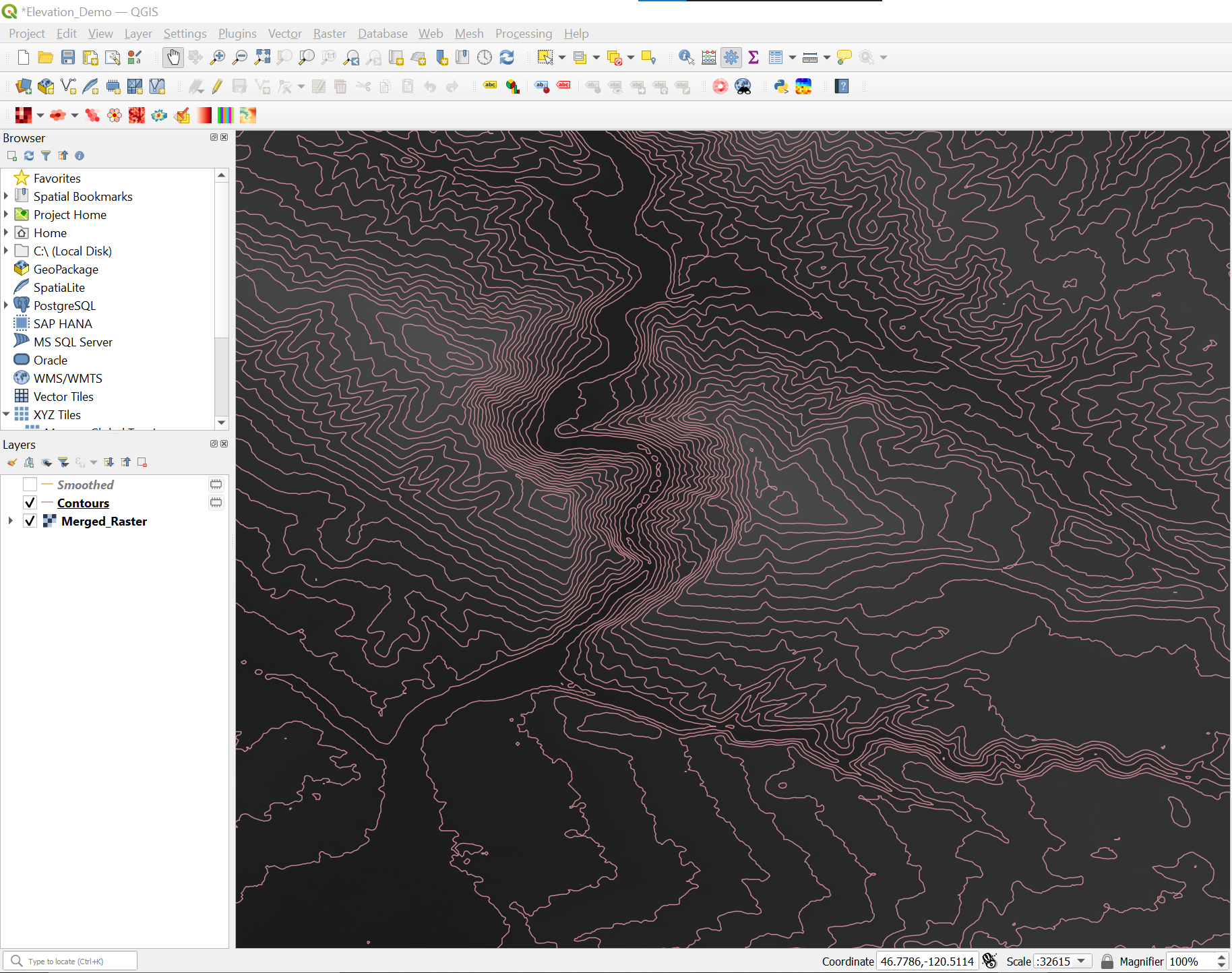 لقطة شاشة تعرض خريطة مع إحاطات في QGIS.