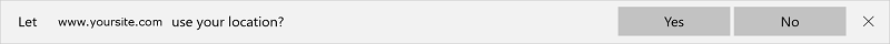 لقطة شاشة لطلب المتصفح للوصول إلى موقع المستخدم