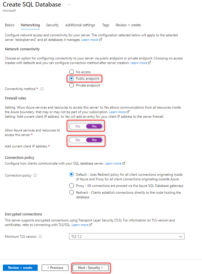 Networking tab