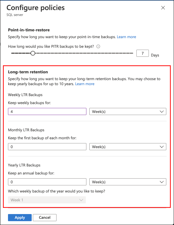 configure policies pane