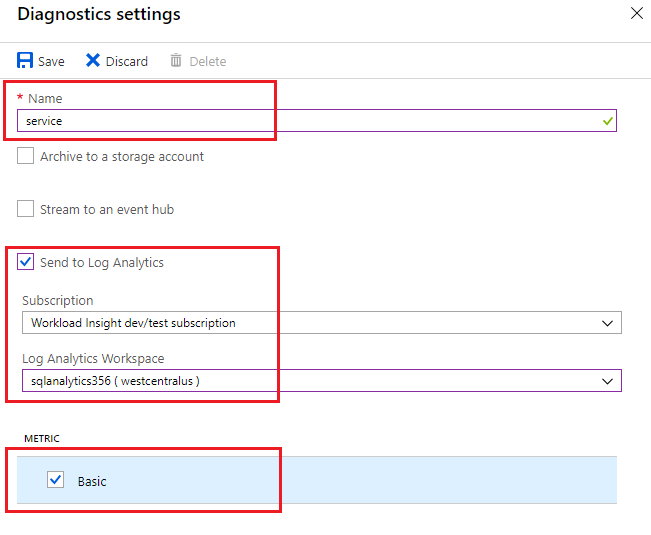 Configure diagnostics for elastic pools