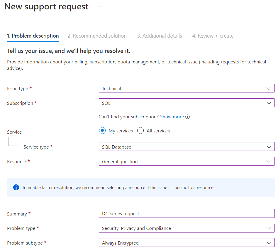 Request DC-series in a new region